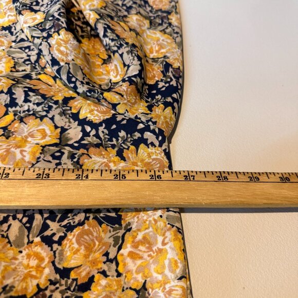 NYDJ Women 1X Floral Top Blouse Lightweight Blue Gold 3/4 Sleeve Flowy Shirt - Picture 7 of 9